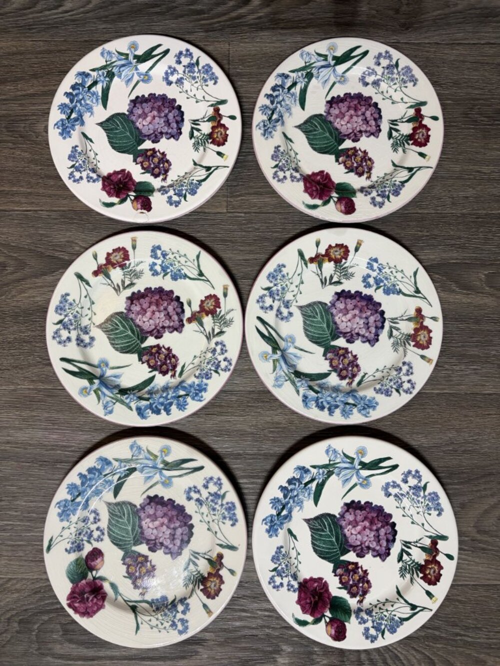 Williams Sonoma RB Bernarda Portugal Floral Salad Plates Hydrangea Set of 6 VTG